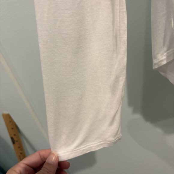 NUX Long Sleeve Shirt Women Sz Medium‎ White Bamboo Lightweight Draped Back Yoga - Picture 5 of 13